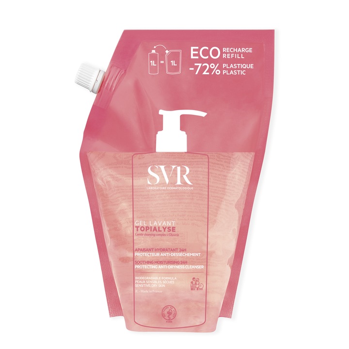 SVR Topialyse tusfürdő érzékeny és száraz bőrre, 1000 ml, utántöltő