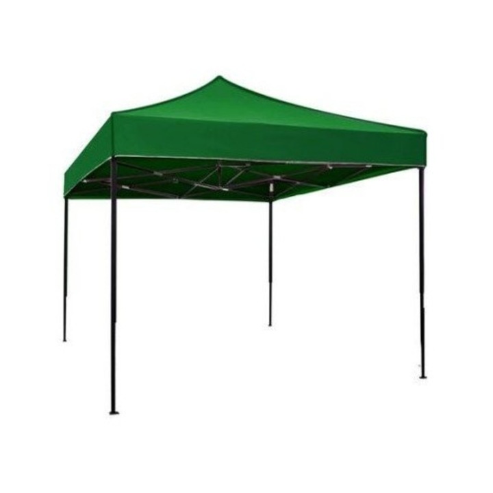 Cort Pavilion 3000 x 3000 mm Verde Pliabil Cadru Metal pentru Curte, Gradina, Evenimente