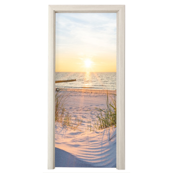 Fototapet Autoadeziv Pentru Usa, PVC, Decorative, Galben inchis 85x205 cm