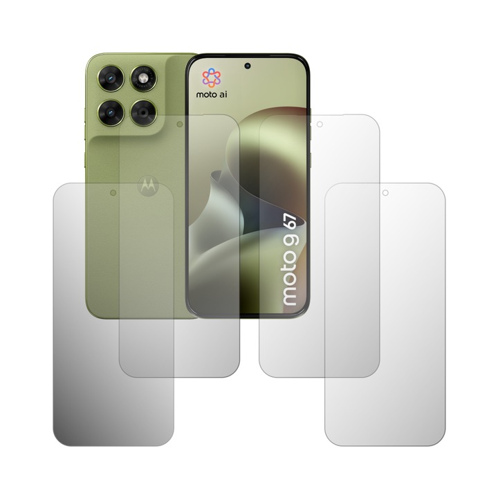 Set 4X Folie Protectie Ecran Folie24, pentru Motorola Moto G67, 2X Ultra-Clear + 2X Mate, Acoperire Full-Display si Case-Friendly, Adezive, Flexibile cu Auto Regenerare