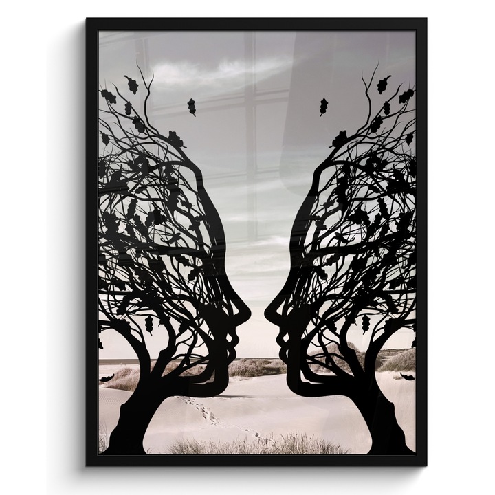 Рамкиран постер, Декоративен, Всекидневна, Модерно изкуство, Декорация за стена Светлосив 60x80 см