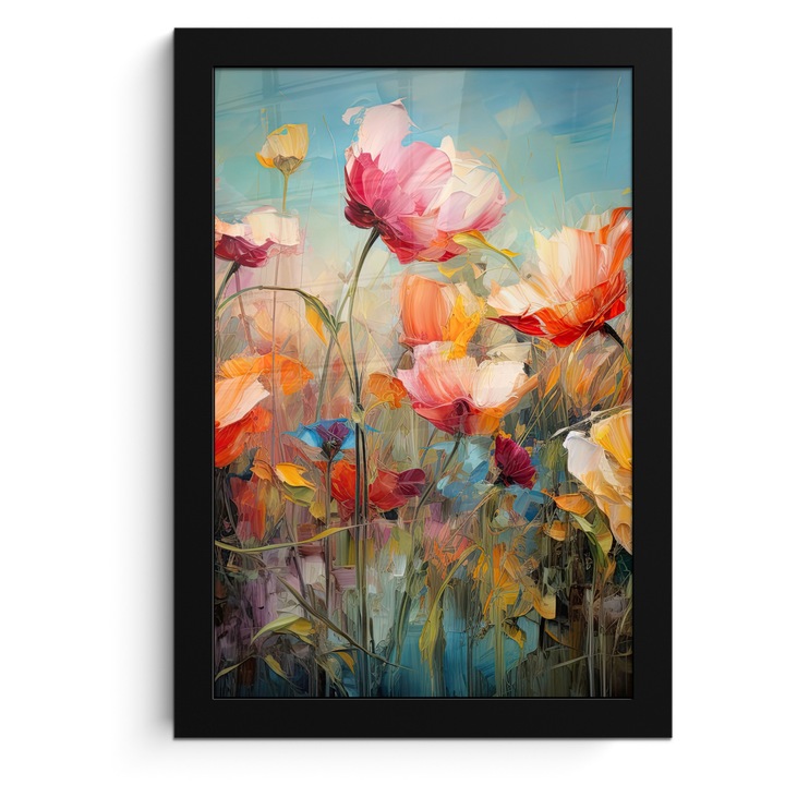 Рамкиран постер, Декоративен, Хол, Модерно изкуство, Декорация на стени, Оранжев 20x30 см