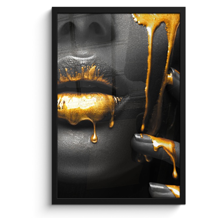 Плакат в рамка, Декоративен, Всекидневна, Модерно изкуство, Декорация на стени Златен 40x60 см