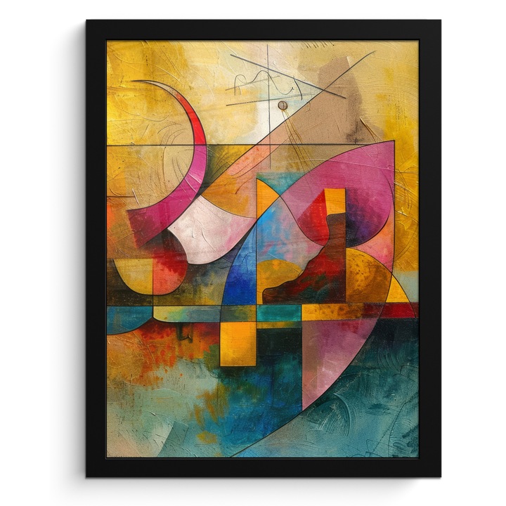 Рамкиран постер, Декоративен, Всекидневна, Модерно изкуство, Декорация на стени, Жълт 30x40 см