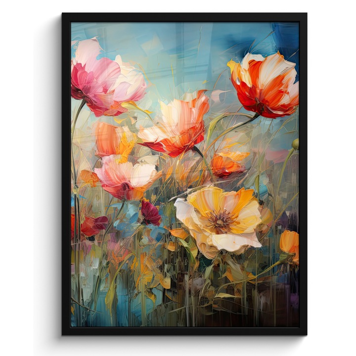 Рамкиран постер, Декоративен, Всекидневна, Модерно изкуство, Декорация на стени, Оранжев 60x80 см