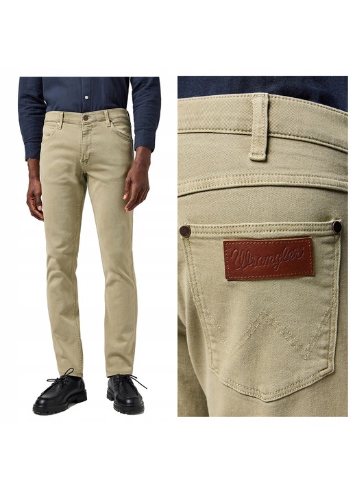 Blugi Barbati, Wrangler, Greensboro, Regular Fit, 5 Buzunare, Talie Medie, Fermoar, Bumbac, Bej, Beige Clair