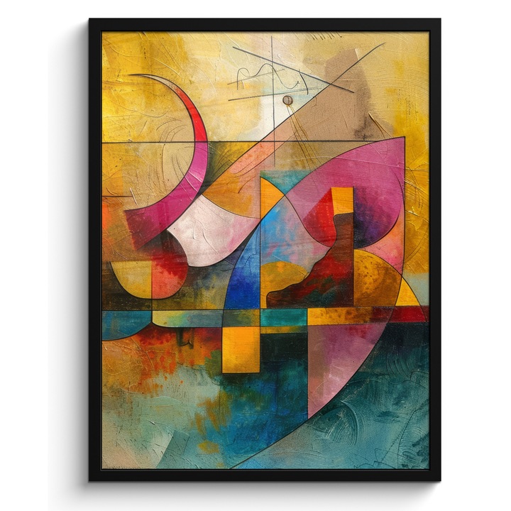 Плакат с рамка, Декоративен, За всекидневна, Модерно изкуство, Декорация за стена Жълт 60x80 см