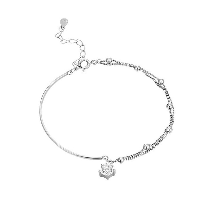 Bratara dama, CK, argintiu, moissanite, argint, 16-21cm ajustabil