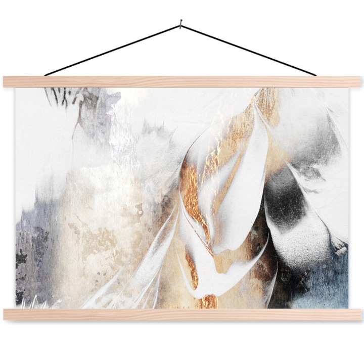 Текстилен постер с дървени магнитни шини, Абстрактен, Декоративен, Всекидневна, Кухня, Модерно изкуство, Декорация на стени Златен 60x40 см