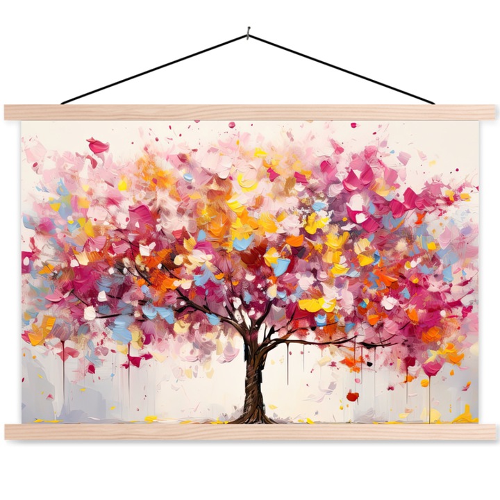 Poster textil cu sine magnetice din lemn, Abstract, Decorative, Living, Bucatarie, Modern Art, Decorarea peretilor Multicolor 60x40 cm