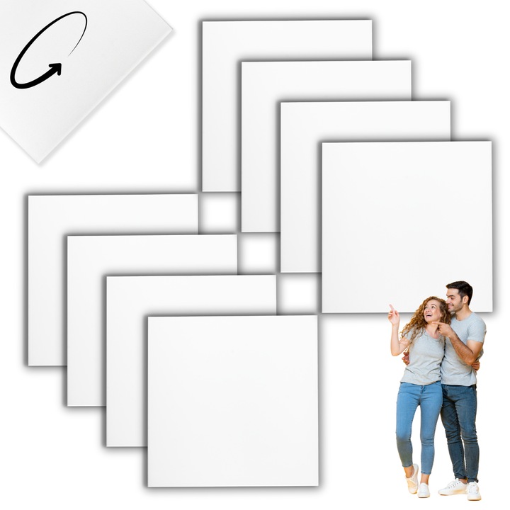 8 db mennyezeti panel készlet, Dekorwall, 50x50 cm, fehér