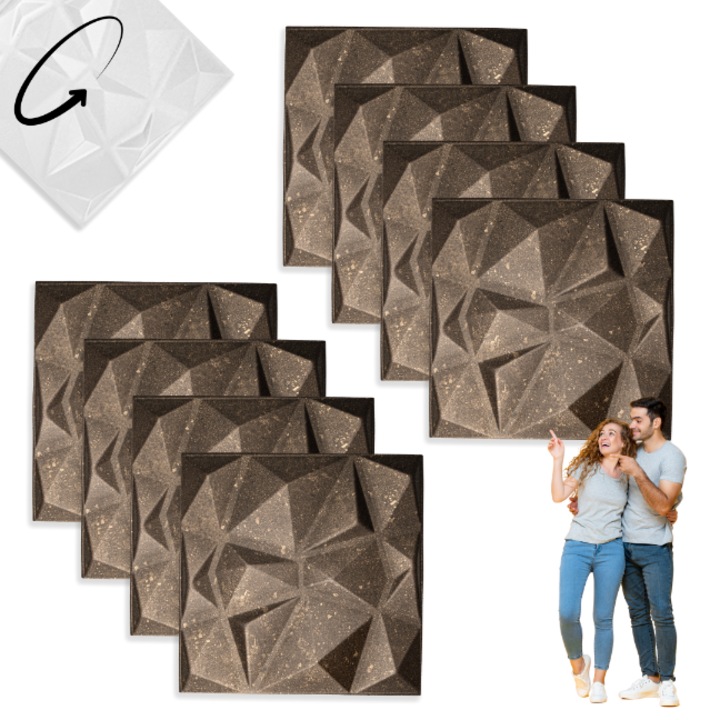 Gyémánt Mennyezeti Kazetta 50x50 cm, 8 darab, Polisztirol, V-fuga