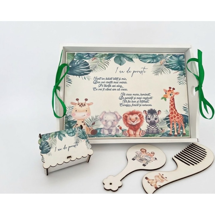 Set Tava pentru Taiere Mot si Rupere Turta Complet cu Accesorii pentru baieti, 4 piese, Prima aniversare un an, albastru