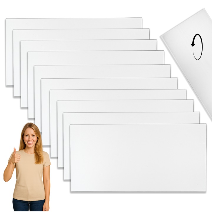 Dekoratív panel 100x50 cm, fehér, 10 darabos készlet, XPS anyag