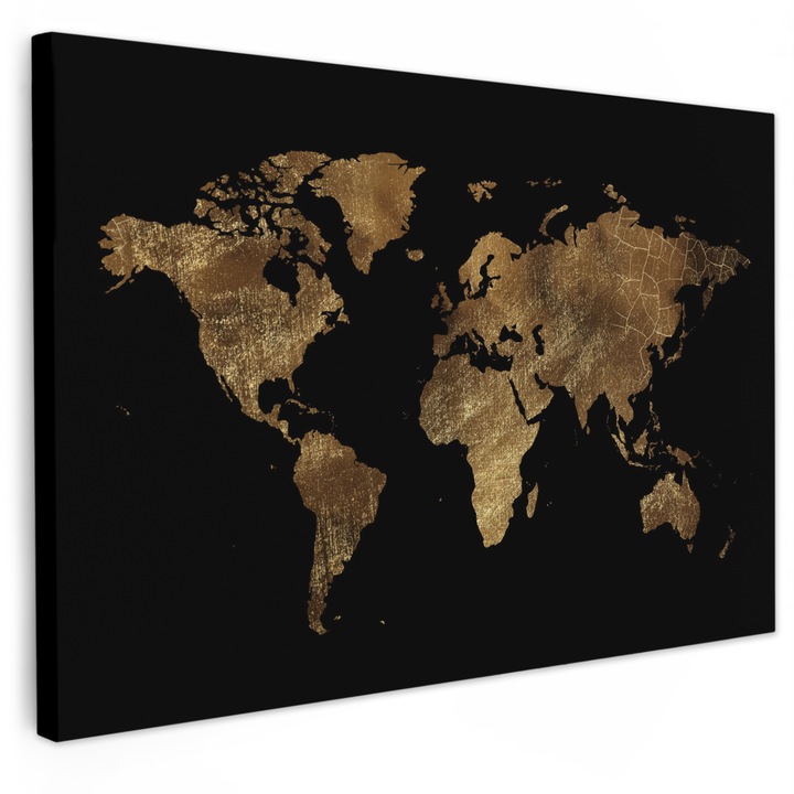 Tablou Canvas, Abstract, Decorative, Living, Bucatarie, Modern Art, Decorarea peretilor Auriu 90x60 cm