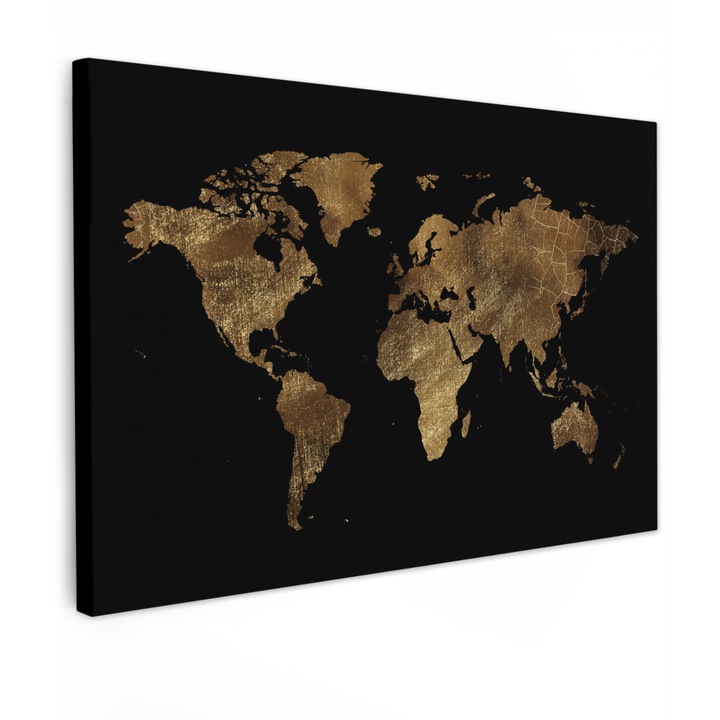 Канава, Абстракт, Декоративен, Хол, Кухня, Модерно изкуство, Декорация за стена, Златен 60x40 см