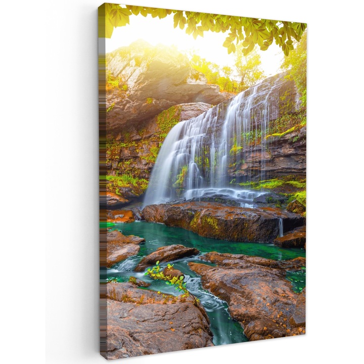 Tablou Canvas, Abstract, Decorative, Living, Bucatarie, Modern Art, Decorarea peretilor Verde inchis 80x120 cm