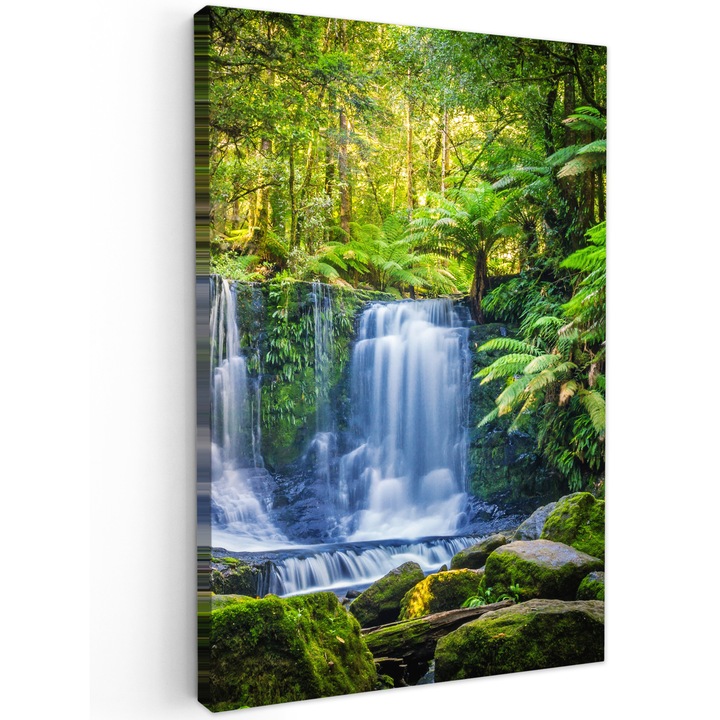 Канава, Абстракт, Декоративен, Хол, Кухня, Модерно изкуство, Декорация за стена Тъмнозелен 60x90 см