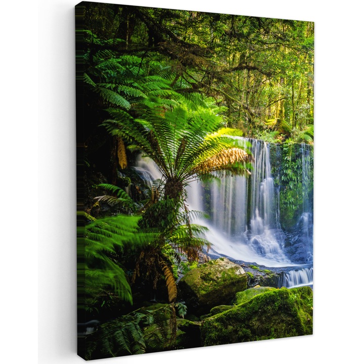 Канава картина, абстрактна, декоративна, за всекидневна, кухня, модерно изкуство, декорация на стена, тъмнозелена 60x80 см