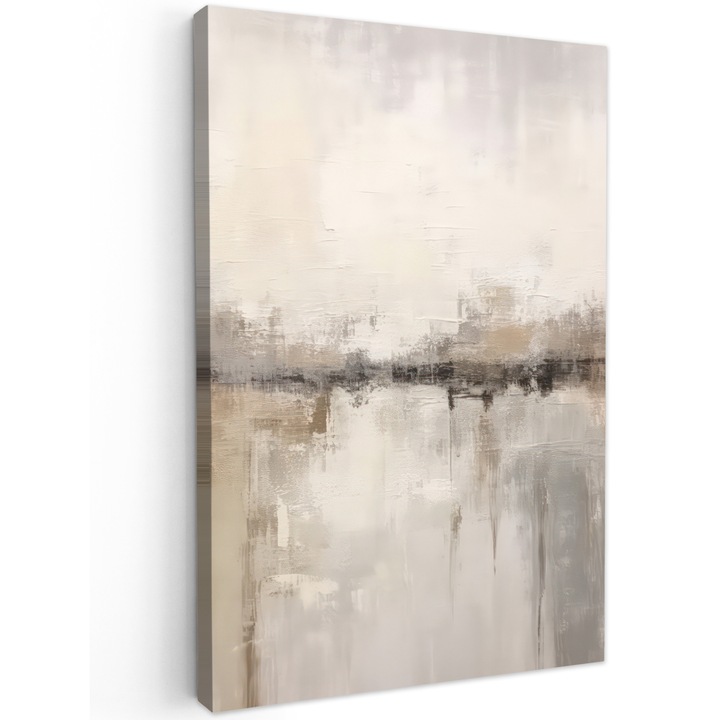 Канава, Абстракт, Декоративно, Хол, Кухня, Модерно изкуство, Декорация на стени Бежово 40x60 см