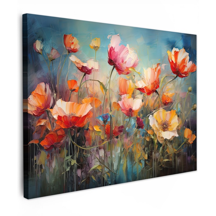 Канава, Абстракт, Декоративен, Хол, Кухня, Модерно изкуство, Декорация за стена Оранжев 80x60 см