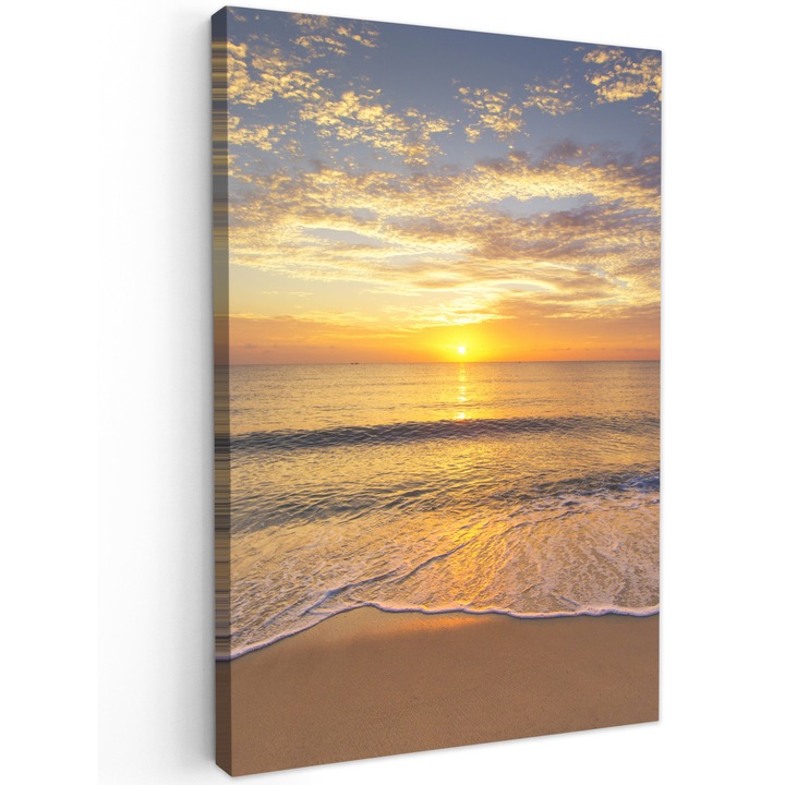 Канава, Абстракт, Декоративно, Хол, Кухня, Модерно изкуство, Декорация за стена Жълто 60x90 см