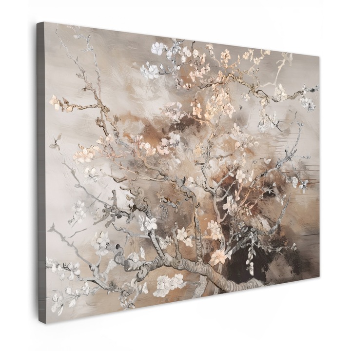 Канава картина, абстрактна, декоративна, за всекидневна, кухня, модерно изкуство, декорация на стена, кафява, 80x60 см