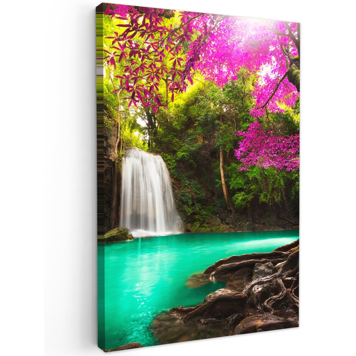 Tablou Canvas, Abstract, Decorative, Living, Bucatarie, Modern Art, Decorarea peretilor Verde inchis 80x120 cm