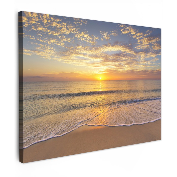 Канава, Абстракт, Декоративен, Хол, Кухня, Модерно изкуство, Декорация за стена Жълт 80x60 см