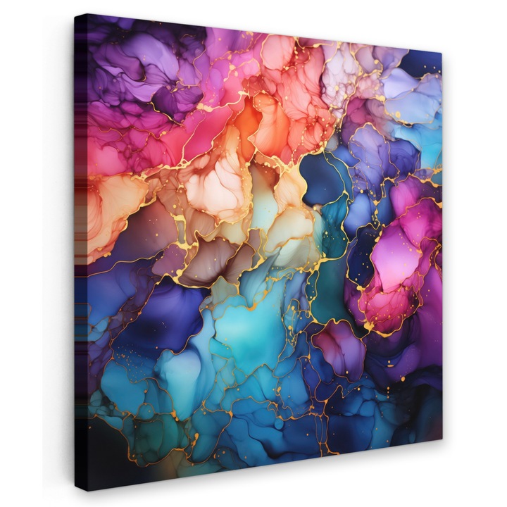 Канава, Абстракт, Декоративен, Всекидневна, Кухня, Модерно изкуство, Декорация на стени Многоцветен 50x50 см