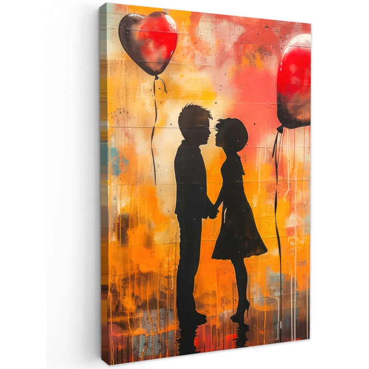 Канава картина, абстрактна, декоративна, за всекидневна, кухня, модерно изкуство, декорация на стена, оранжева 60x90 см