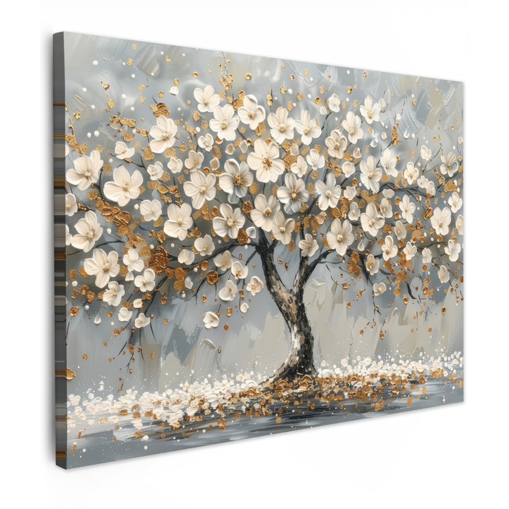 Канава картина, абстрактна, декоративна, за всекидневна, кухня, модерно изкуство, декорация на стена, бяла, 80x60 см