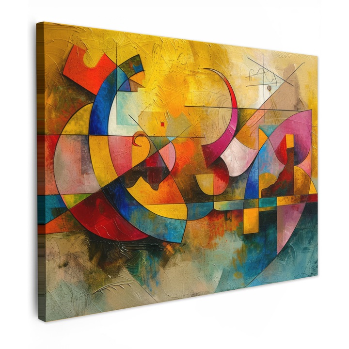 Канава, Абстракт, Декоративен, Хол, Кухня, Модерно изкуство, Декорация за стена Жълт 80x60 см