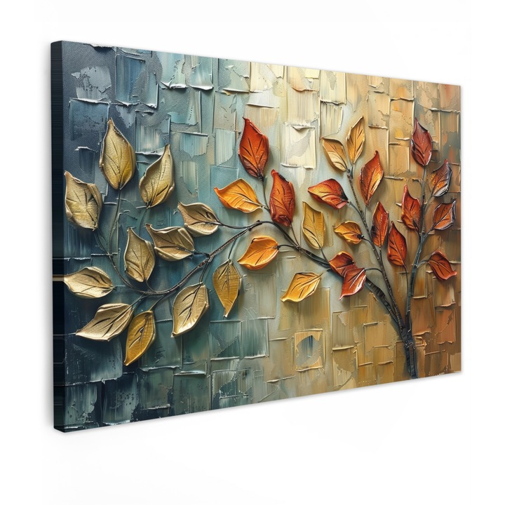 Канава картина, Абстрактна, Декоративна, Дневна, Кухня, Модерно изкуство, Декорация на стени Златиста 30x20 см