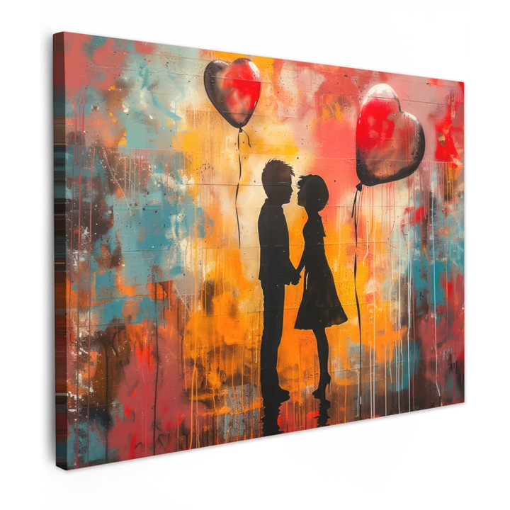 Канава, Абстракт, Декоративен, Хол, Кухня, Модерно изкуство, Декорация за стена Оранжев 80x60 см