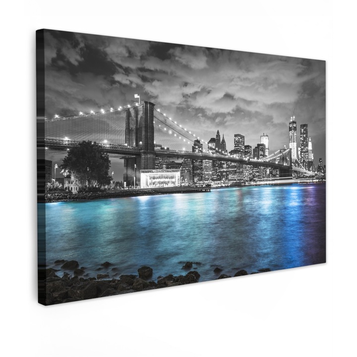 Tablou Canvas, Abstract, Decorative, Living, Bucatarie, Modern Art, Decorarea peretilor Albastrugrau 90x60 cm