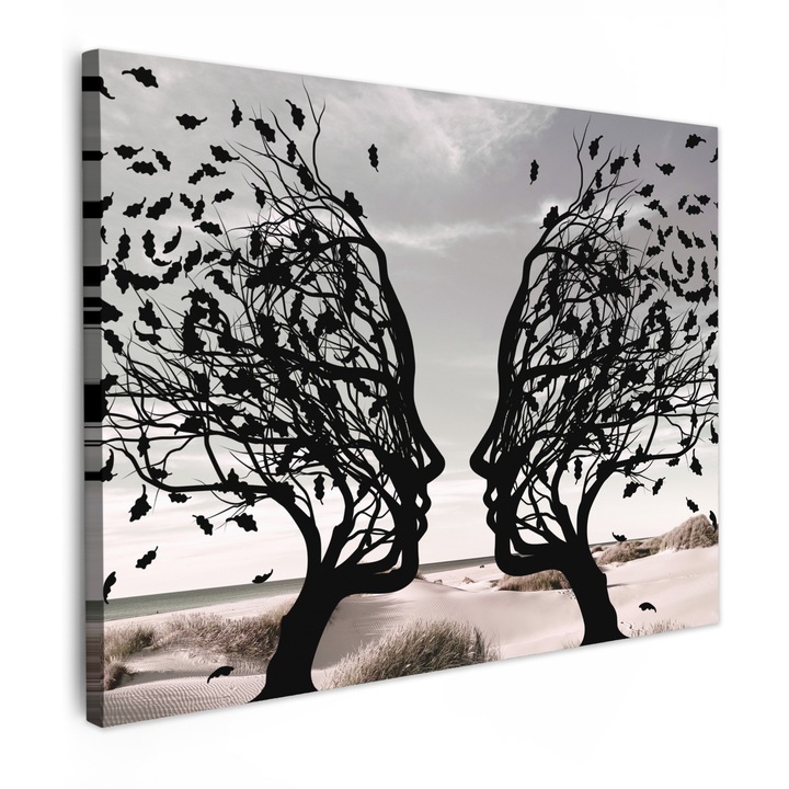 Канава картина, абстрактна, декоративна, за всекидневна, кухня, модерно изкуство, декорация на стена, светлосива, 80x60 см