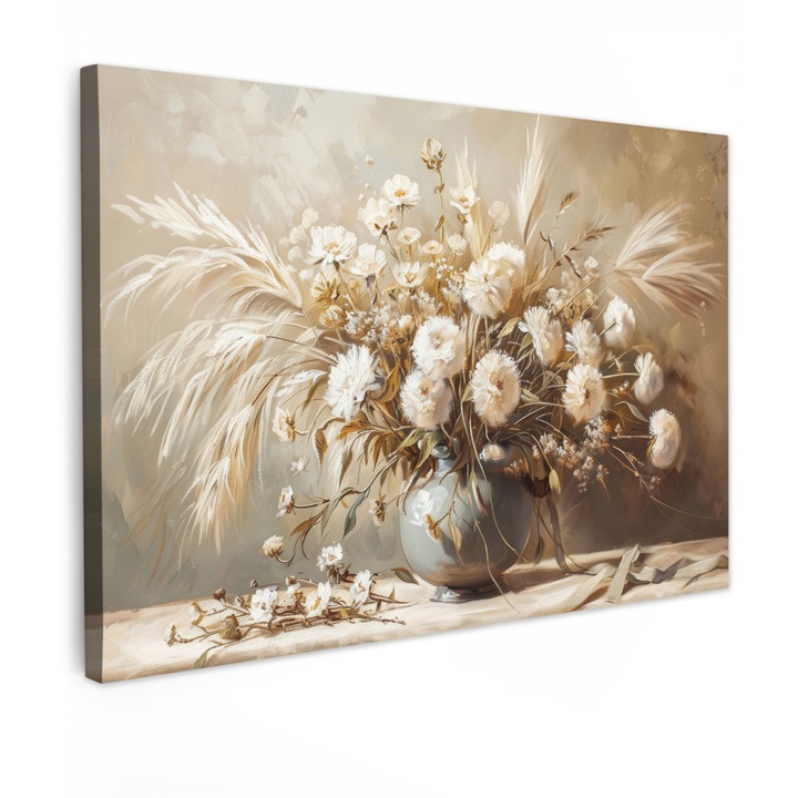 Канава, Абстракт, Декоративен, Всекидневна, Кухня, Модерно изкуство, Декорация на стени Крем 60x40 см