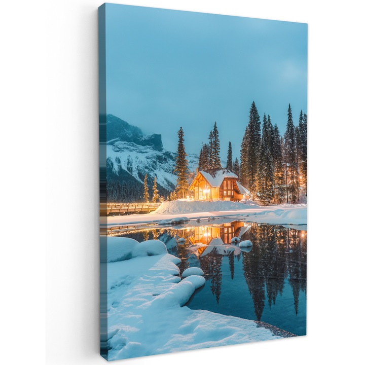 Канава, Абстракт, Декоративен, Хол, Кухня, Модерно изкуство, Декорация на стени Светлосин 40x60 см