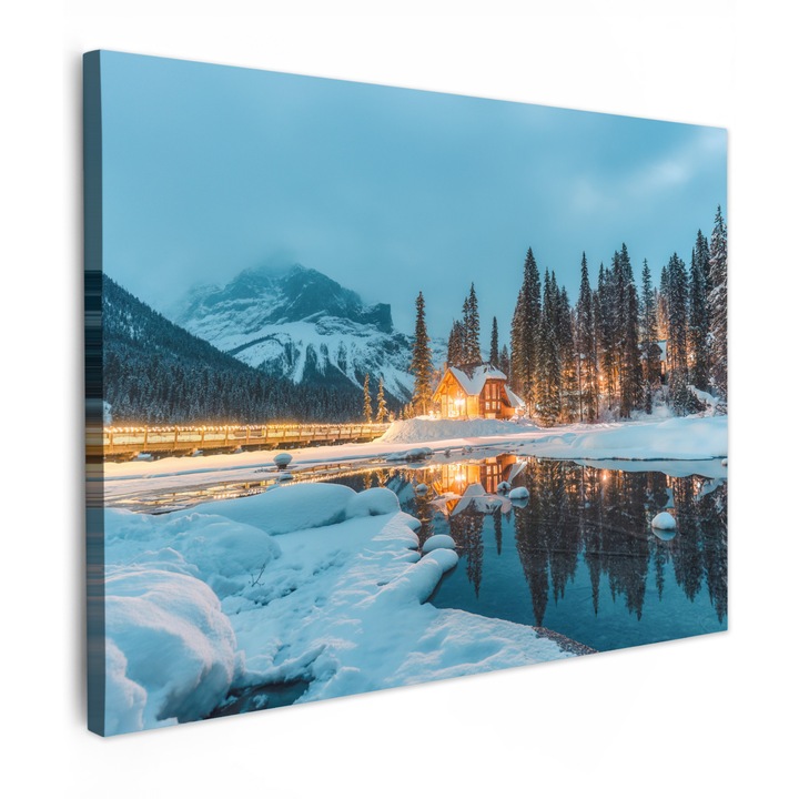 Канава, Абстракт, Декоративен, Хол, Кухня, Модерно изкуство, Декорация на стени Светлосин 40x30 см