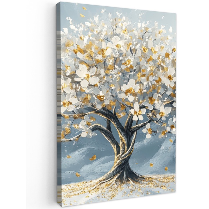 Канава, Абстрактен, Декоративен, Всекидневна, Кухня, Модерно изкуство, Декорация за стена Златен 40x60 см