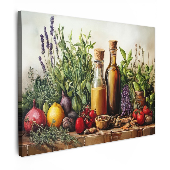 Tablou Canvas, Abstract, Decorative, Living, Bucatarie, Modern Art, Decorarea peretilor Verde 80x60 cm