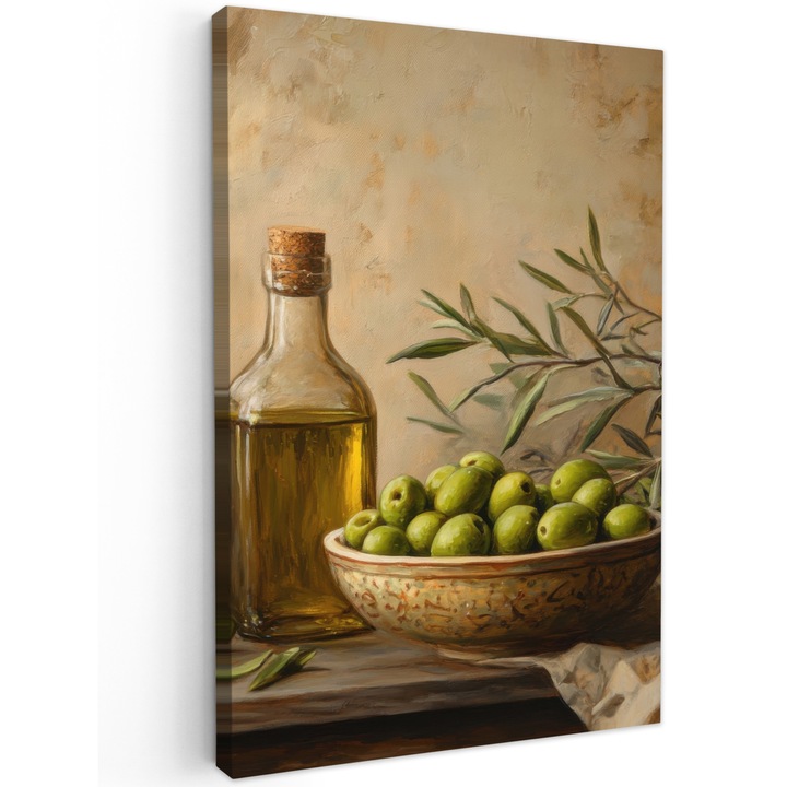 Tablou Canvas, Abstract, Decorative, Living, Bucatarie, Modern Art, Decorarea peretilor Verde inchis 60x90 cm