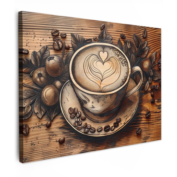 Канава картина, Абстрактна, Декоративна, Дневна, Кухня, Модерно изкуство, Декорация на стени Кафяво 80x60 см