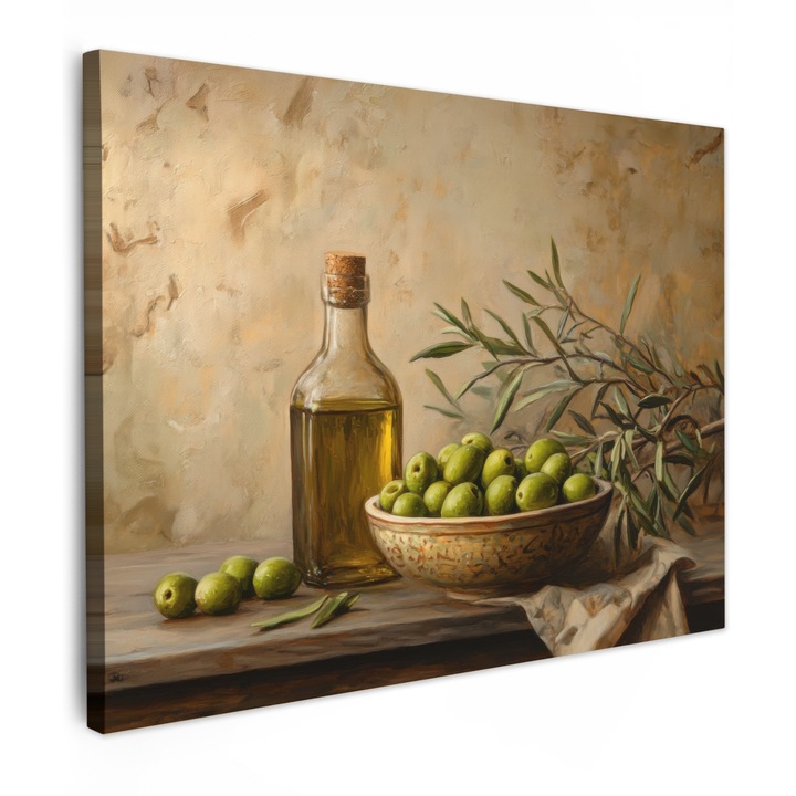 Канава картина, абстрактна, декоративна, за всекидневна, кухня, модерно изкуство, декорация за стена, тъмнозелен 80x60 см