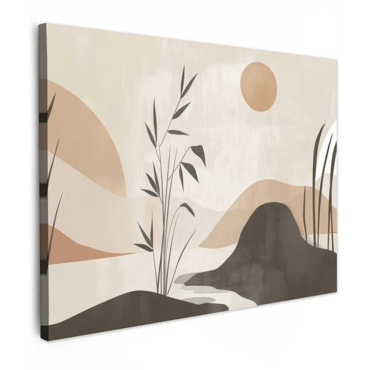 Канава картина, Абстрактна, Декоративна, Дневна, Кухня, Модерно изкуство, Декорация на стени Кафяво 80x60 см