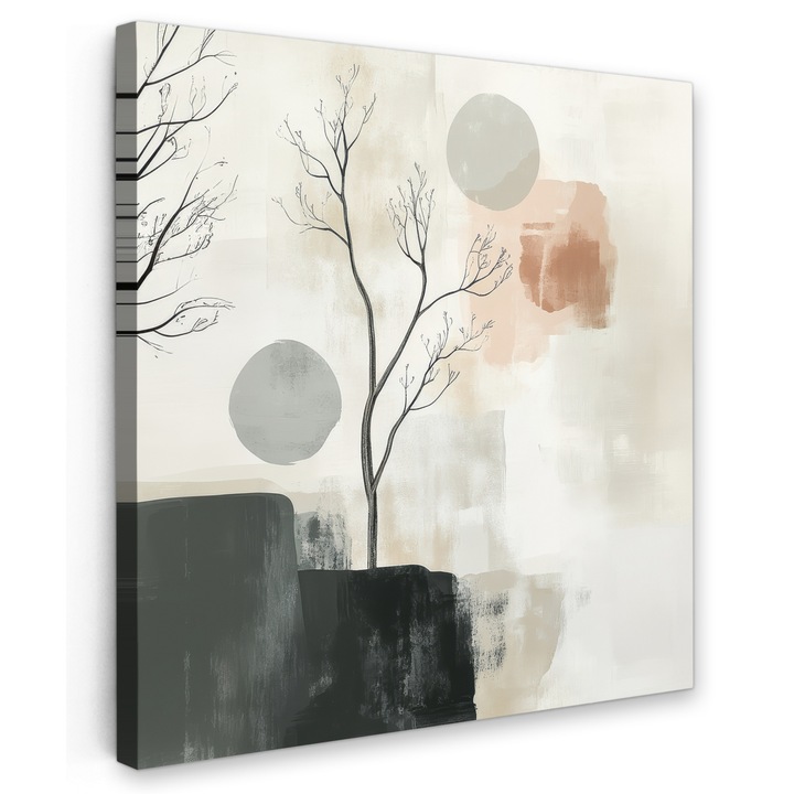 Tablou Canvas, Abstract, Decorative, Living, Bucatarie, Modern Art, Decorarea peretilor Bej 90x90 cm