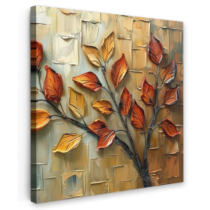 Канава картина, Абстрактна, Декоративна, Дневна, Кухня, Модерно изкуство, Декорация на стени Златисто 50x50 см