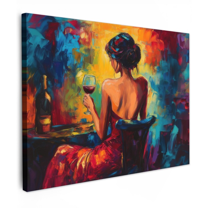 Канава картина, абстрактна, декоративна, за всекидневна, кухня, модерно изкуство, декорация на стена, Бордо 80x60 см