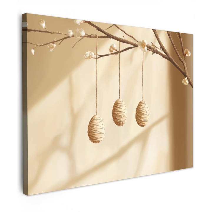 Канава картина, абстрактна, декоративна, за всекидневна, кухня, модерно изкуство, декорация на стена Бежово 80x60 см